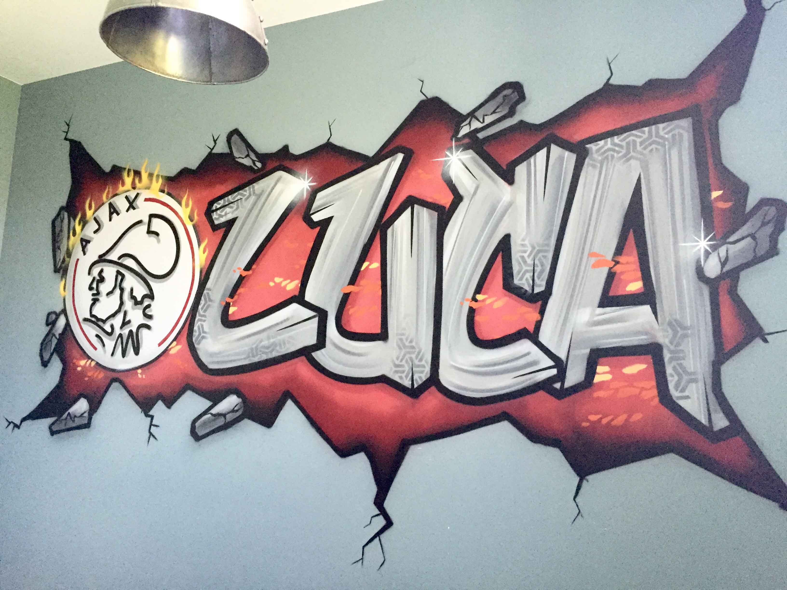 Doordeweekse dagen tekort inrichting Ajax graffiti - Kinderkamer GraffitiKinderkamer Graffiti